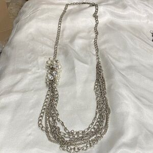 Elegant Silver Chain Necklace with Pearl Accents